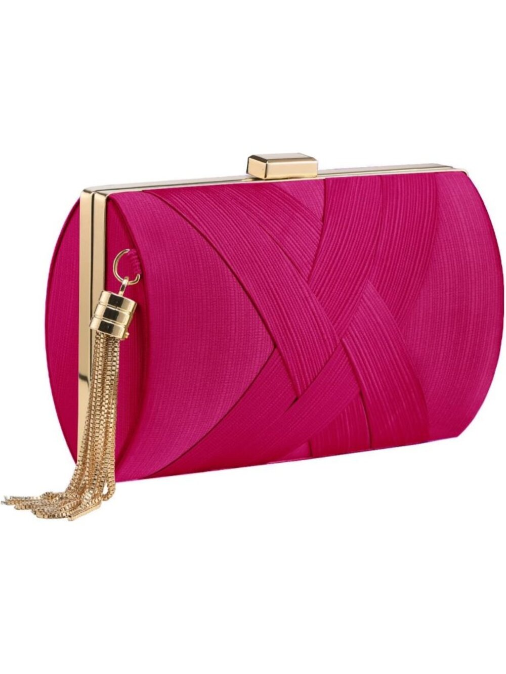 Women's Pink Gold Tassel Clutch Purse Imported Crossbody Shoulder Bag
